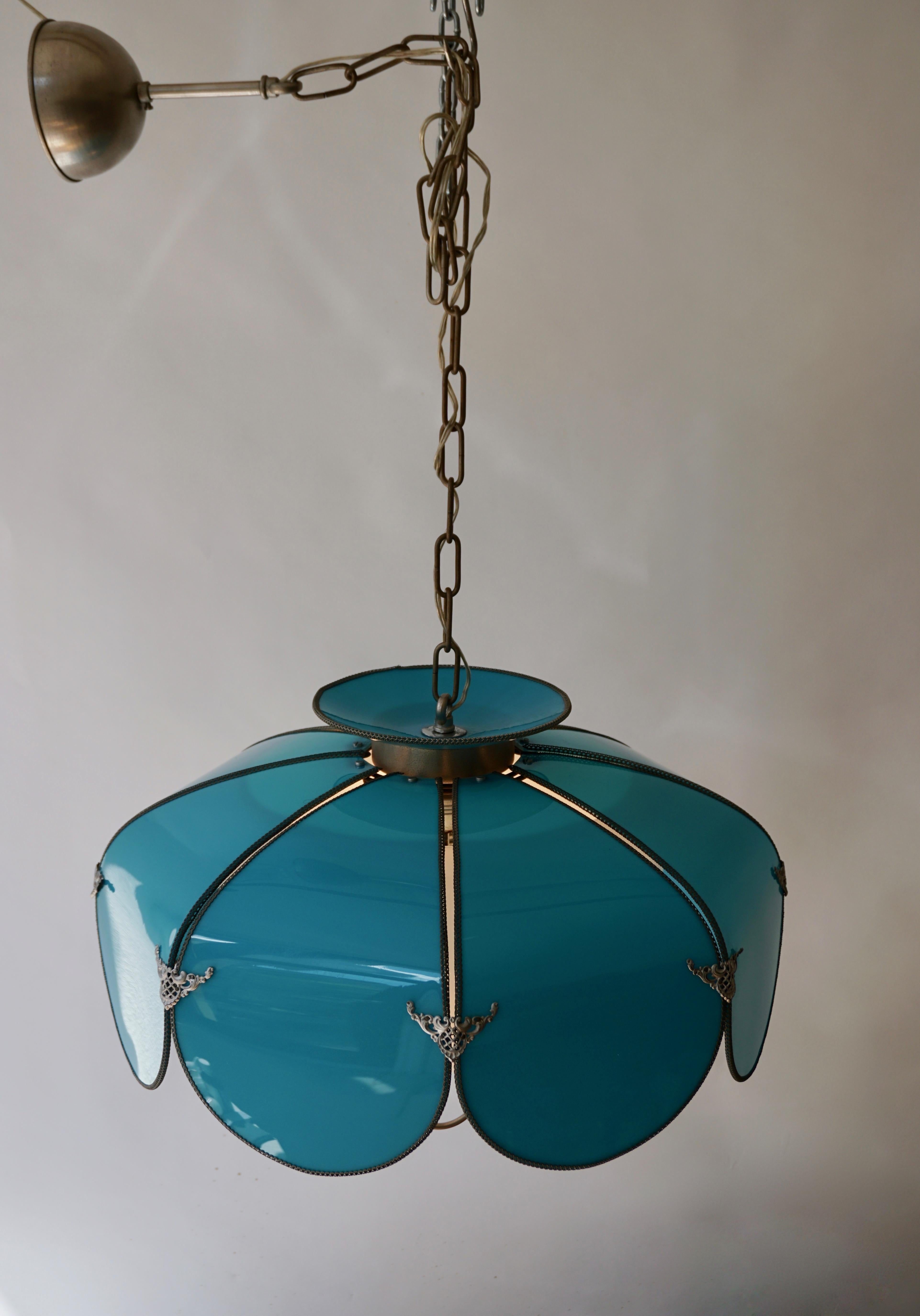 Mid-Century Modern One of Two Italian Tole Flowers Polychrome Chandeliers For Sale