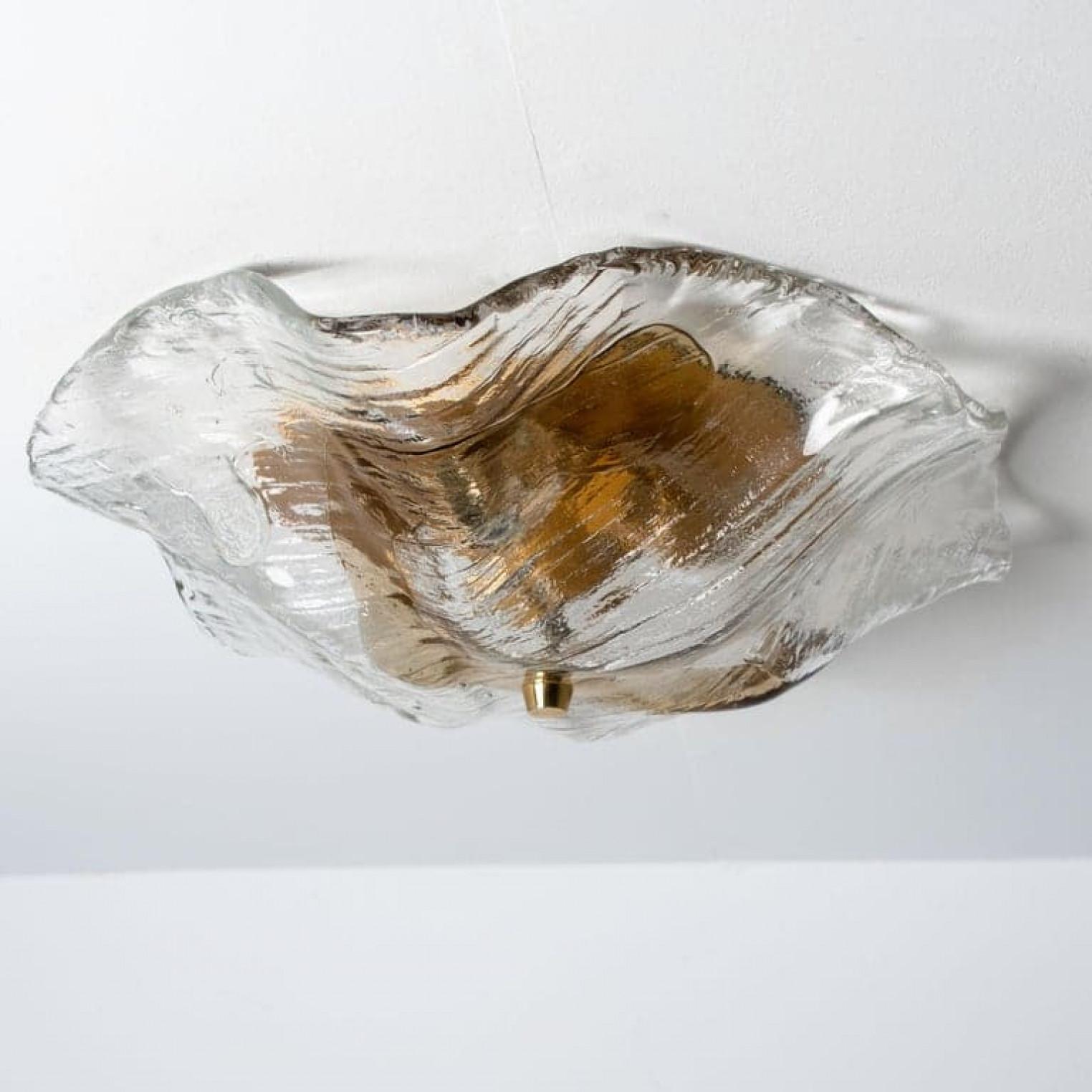 One of Two J.T. Kalmar Franken Brown and Clear Flush Mounts Wall Lights, 1960 For Sale 5