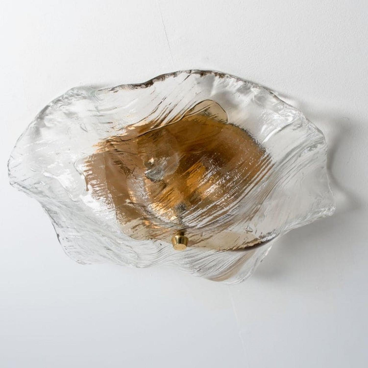 Uno de dos J.T. Apliques empotrables Kalmar Franken Marrón y Transparente, 1960 en venta 7