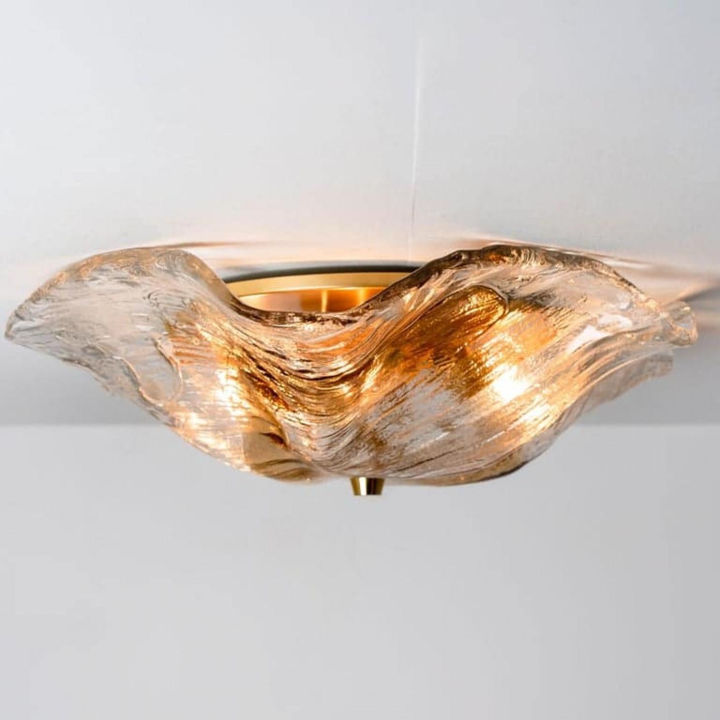 One of Two J.T. Kalmar Franken Brown and Clear Flush Mounts Wall Lights, 1960 For Sale 8