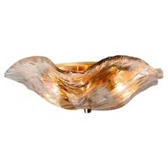 One of Two  J.T. Kalmar Franken Brown and Clear Flush Mounts Wall Lights, 1960