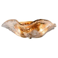 One of Two J.T. Kalmar Franken Brown and Clear Flush Mounts Wall Lights, 1960