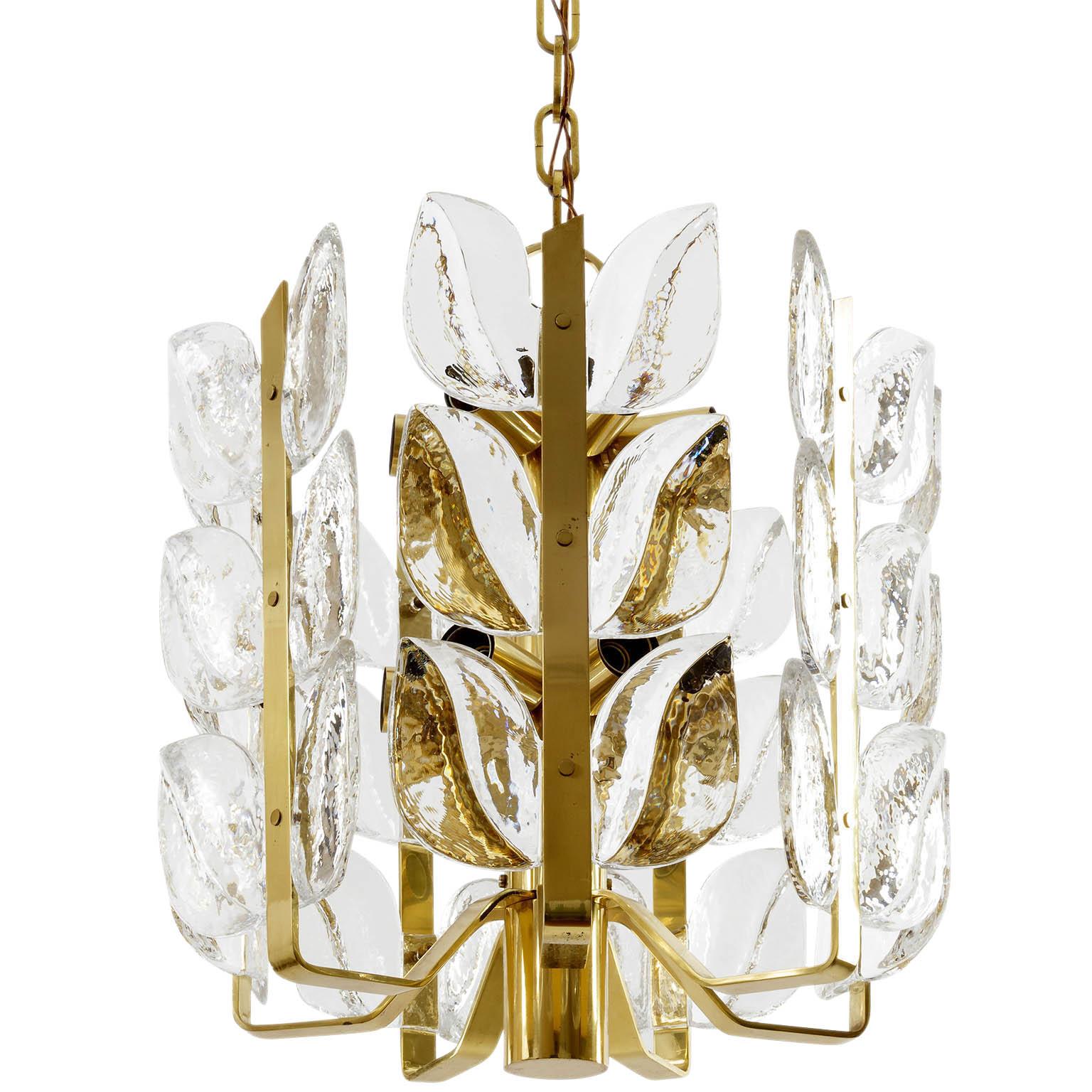 Austrian One of Two Kalmar Chandeliers or Pendant Lights 'Florida', Glass and Brass, 1970 For Sale