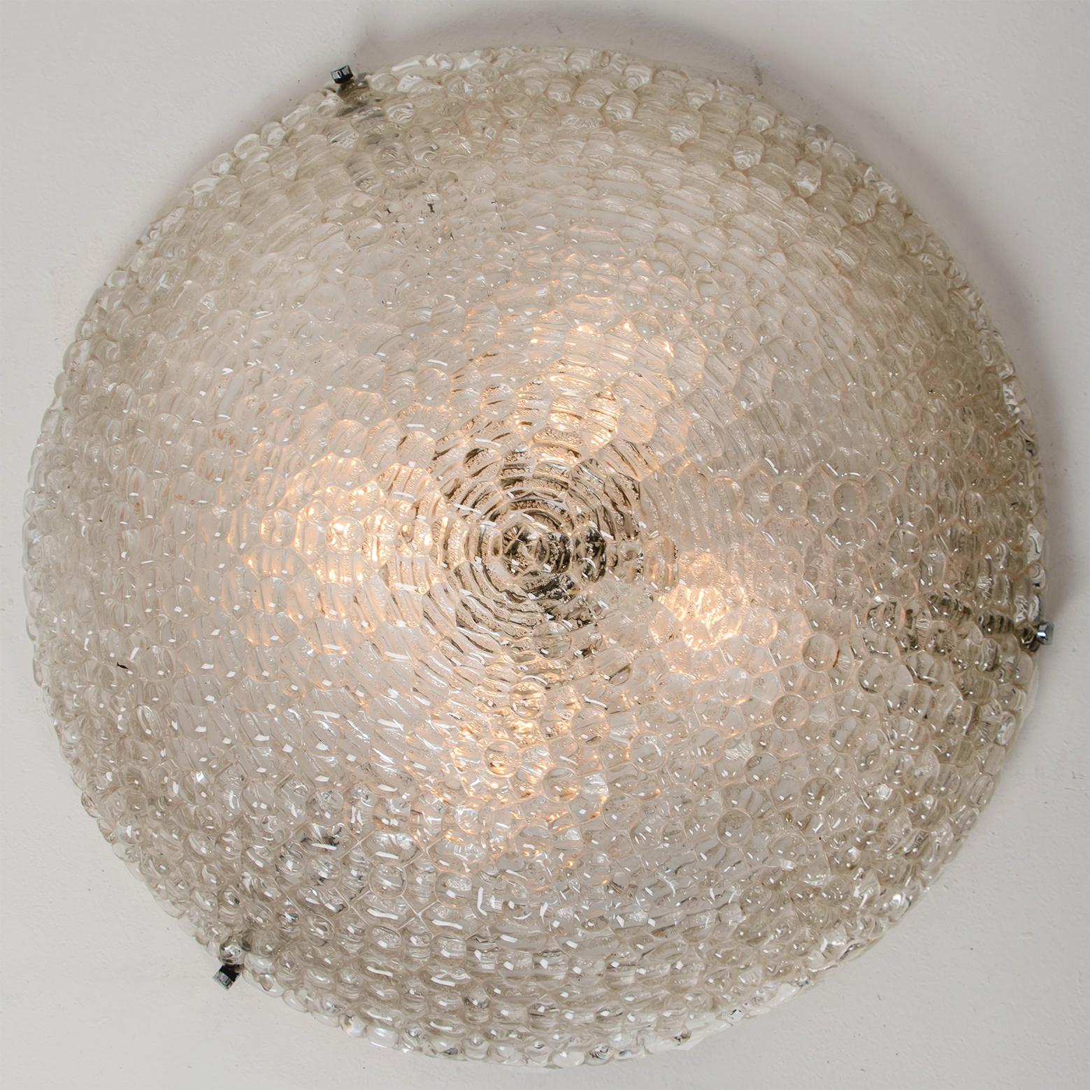 One of Two Large Blown Glass Flush mounts Wall Sconces, 1960 In Good Condition In Rijssen, NL
