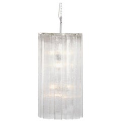 One of Two Large Ice Glass Pendant Lamps by Doria, Germany, 1970s