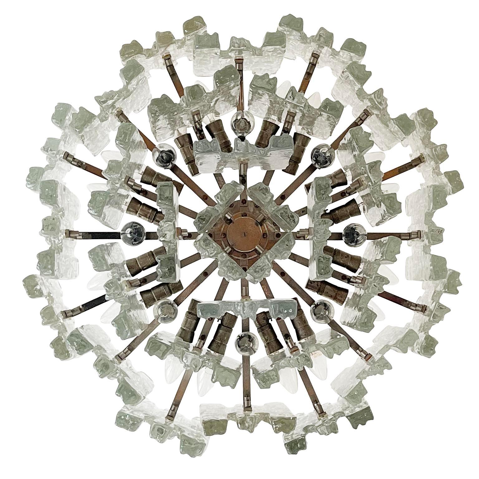 Late 20th Century Large Kalmar Chandelier, Ice Glass and Nickel, Austria, 1970s, One of Two For Sale