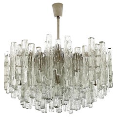 Large Kalmar Chandelier, Ice Glass and Nickel, Austria, 1970s, One of Two