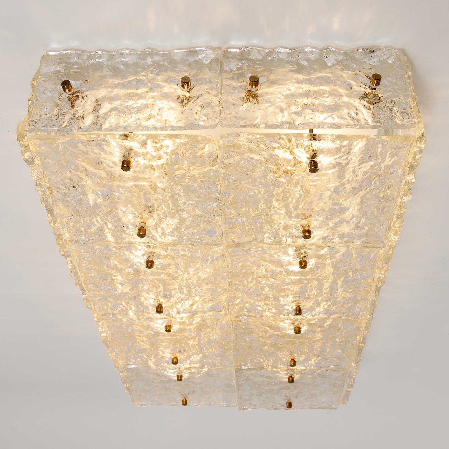 One of Two Large Kalmar 'Dachstein' Glass Sconces or Flush Mount Lights, 1970 1