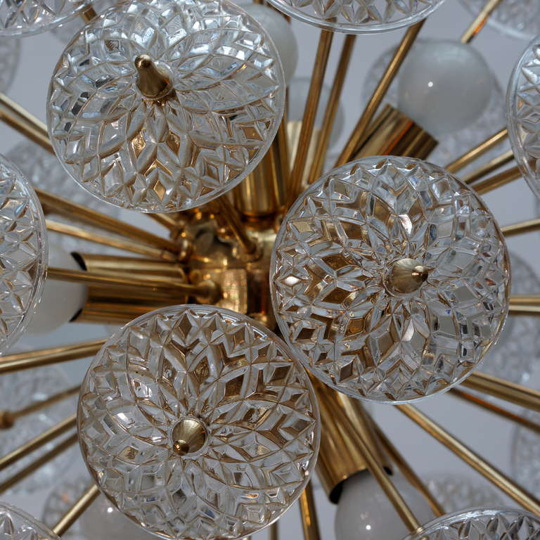 Late 20th Century One of Two Large Modernist Flower Sputnik Chandeliers