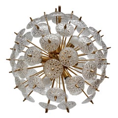 One of Two Large Modernist Flower Sputnik Chandeliers