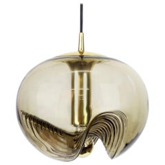 One of Two Large Smoked Glass Pendant Light by Peill & Putzler, Germany, 1970s