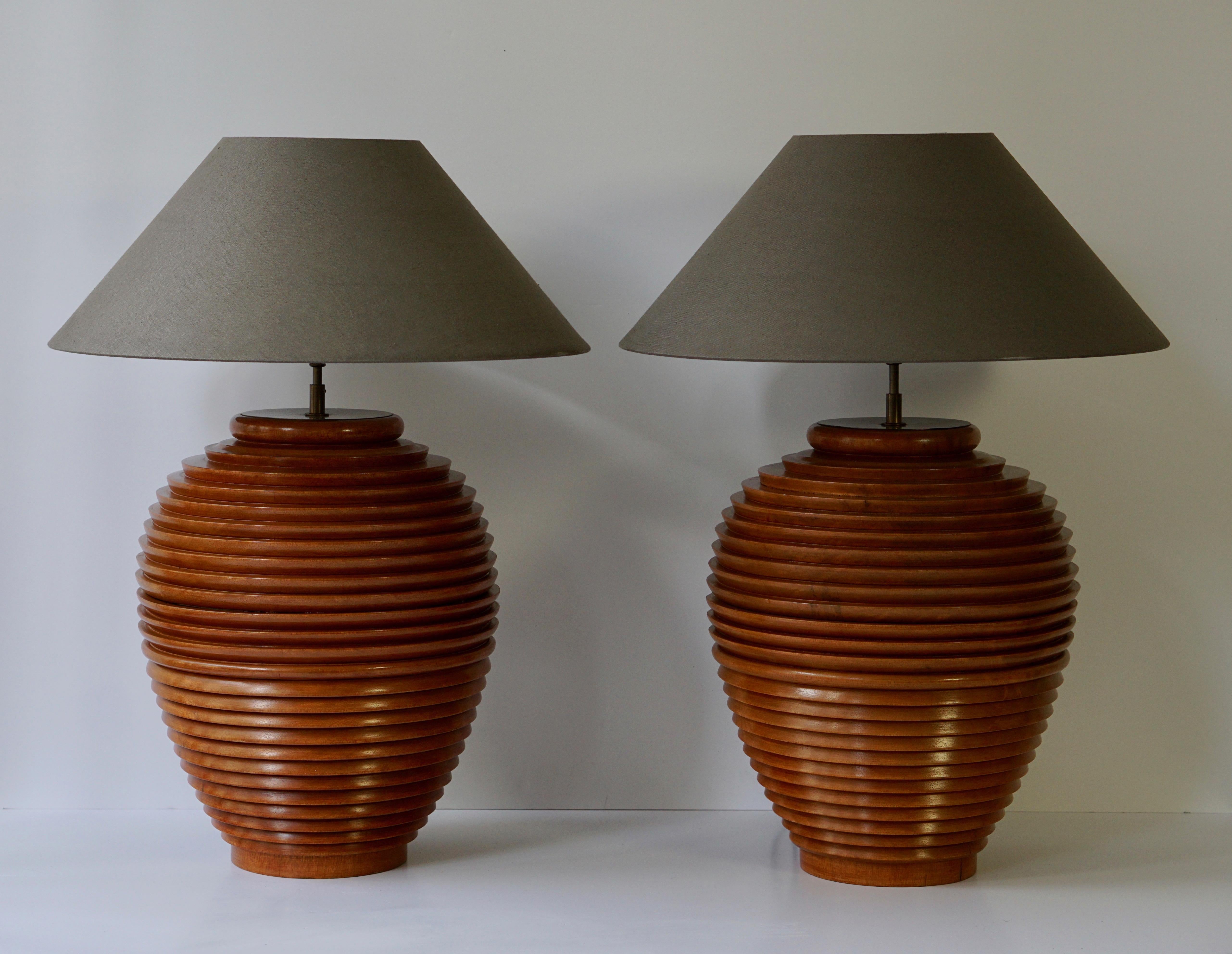 large wooden table lamp