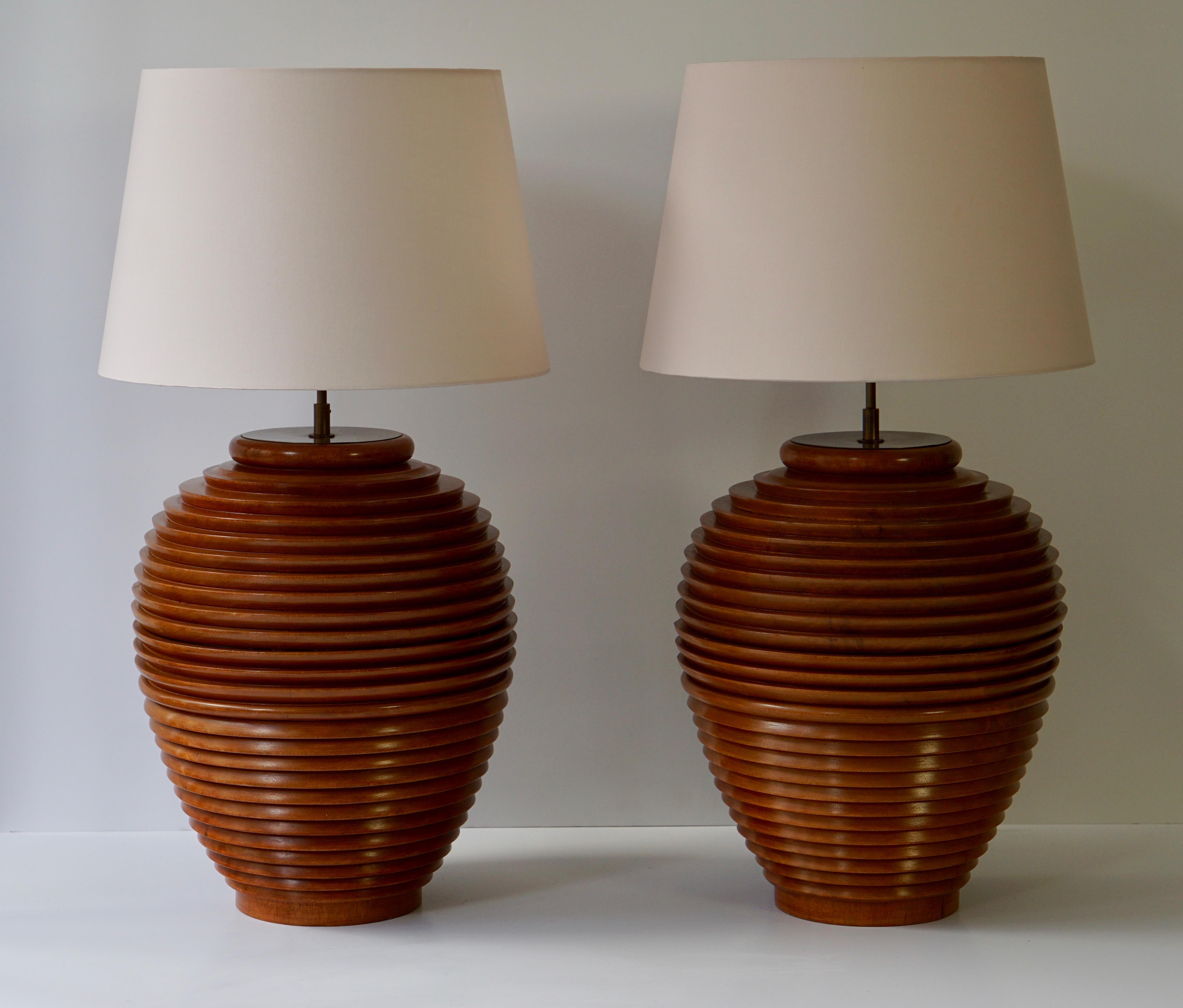 large wooden lamps