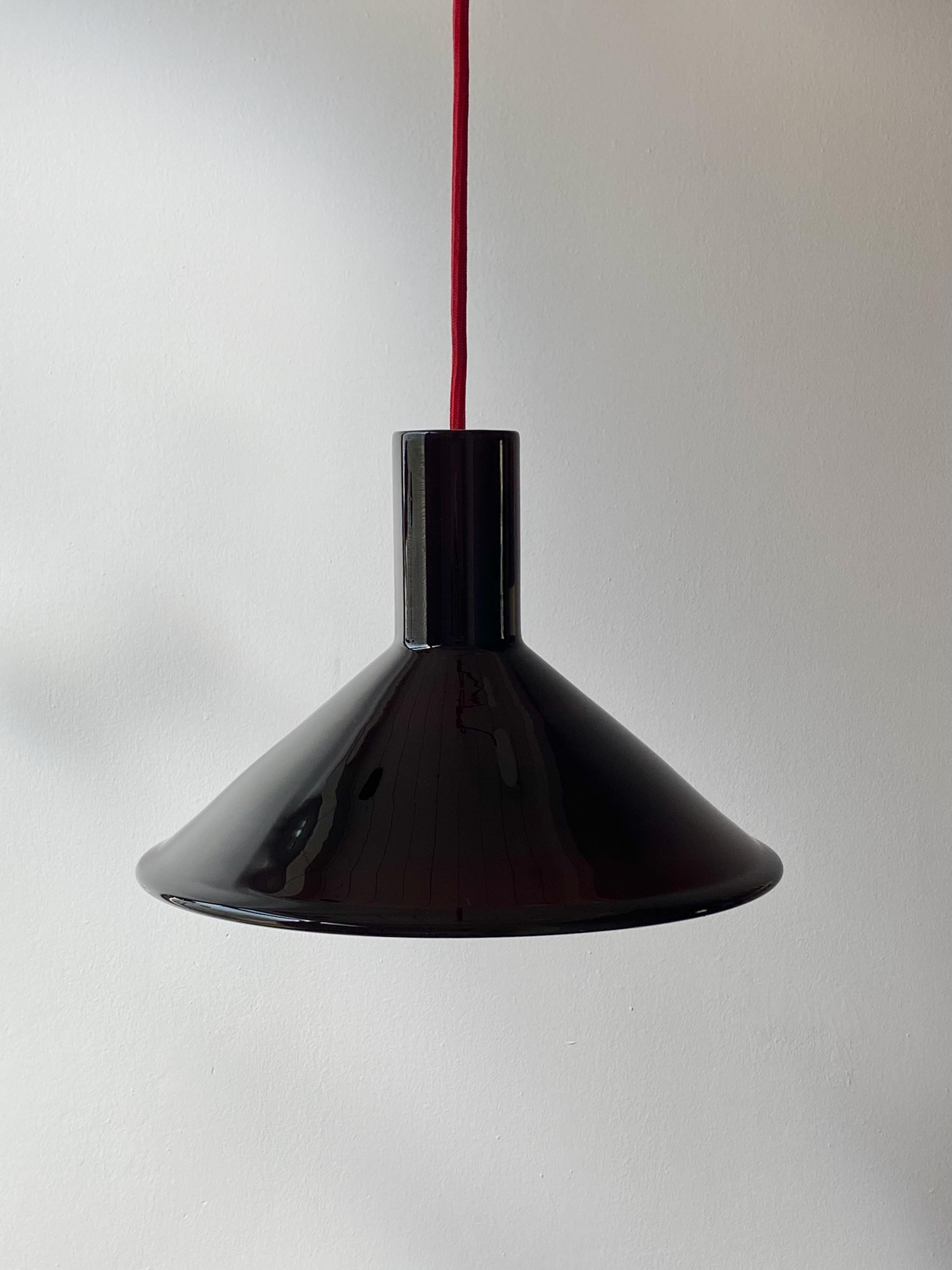 Red Michael Bang P&T Pendant Lamp by Holmegaard, Denmark, 1970s 6