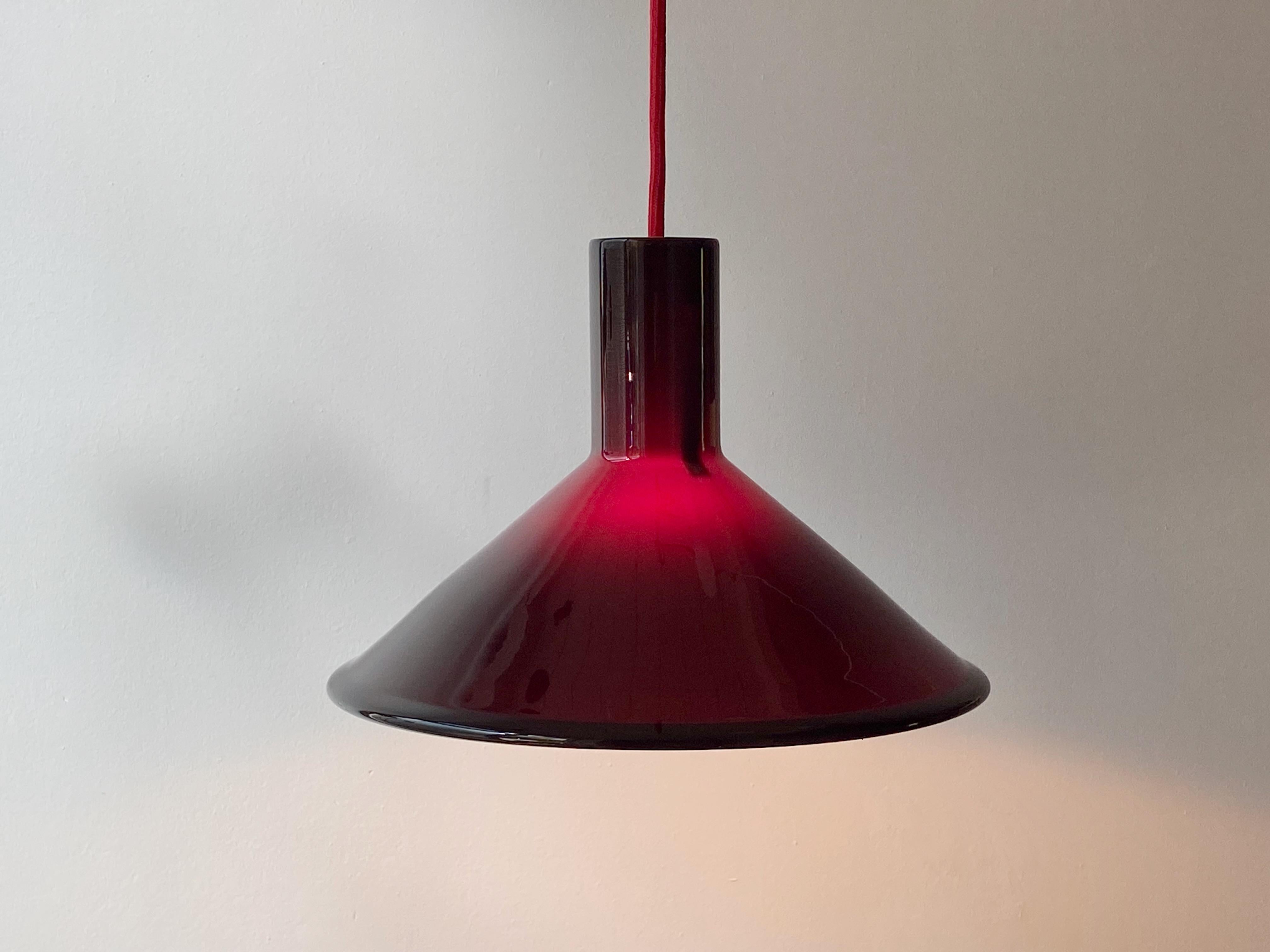 Red Michael Bang P&T Pendant Lamp by Holmegaard, Denmark, 1970s 8