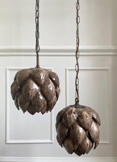 Organic Modern Ceramic Artichoke Handmade Pendant, Denmark, 1960s