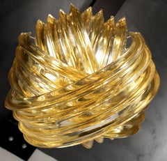 One of two Small Curvati Chandelier, Amber Filigree, Carlo Nason, 1980s