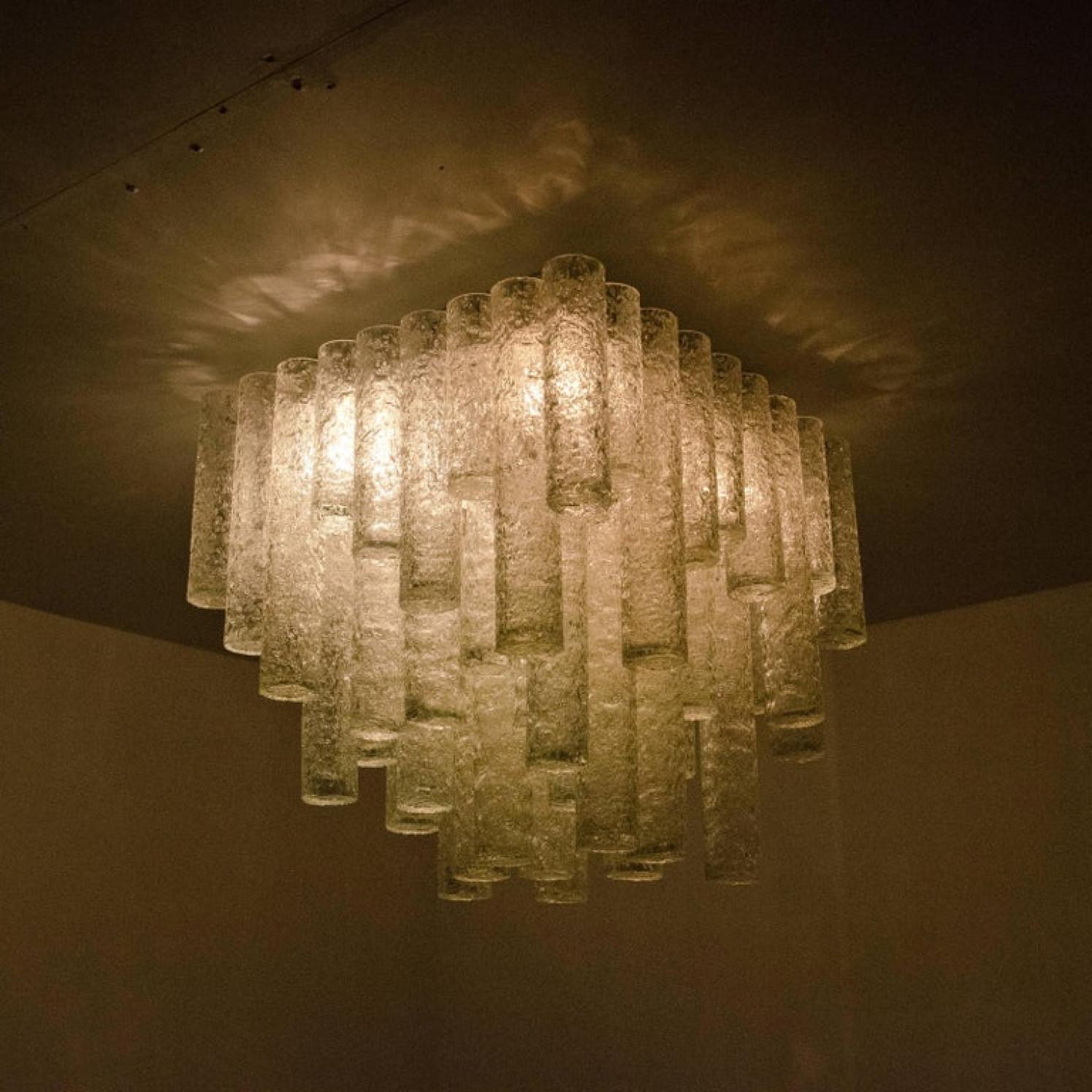 Mid-Century Modern One of Two Square Flush Mount Chandeliers from Doria, 1960s For Sale
