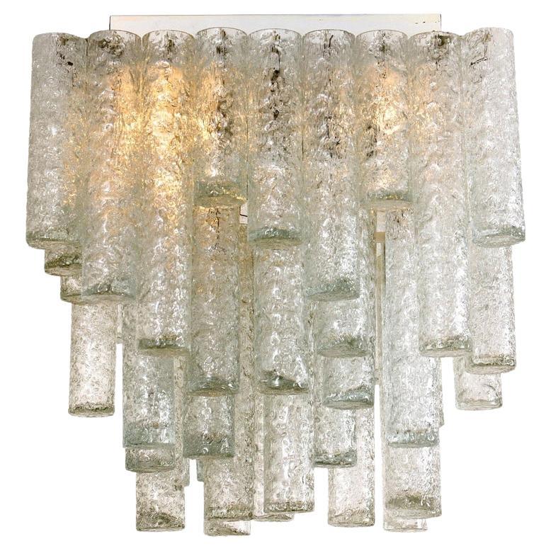One of Two Square Flush Mount Chandeliers from Doria, 1960s For Sale