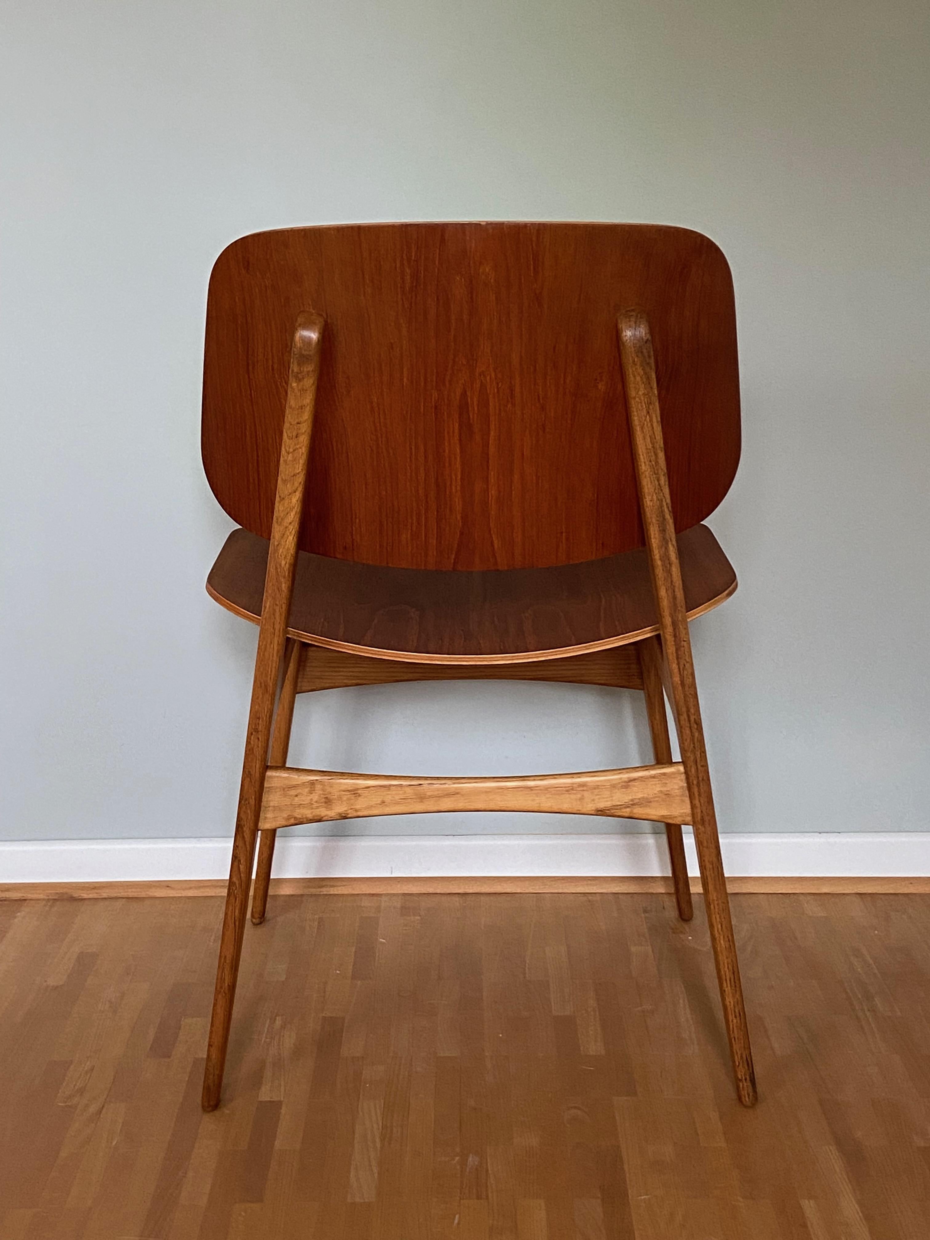 One of Two Teak Børge Mogensen Dining Chairs, Model 155 for Søborg Møbler 1950s 8