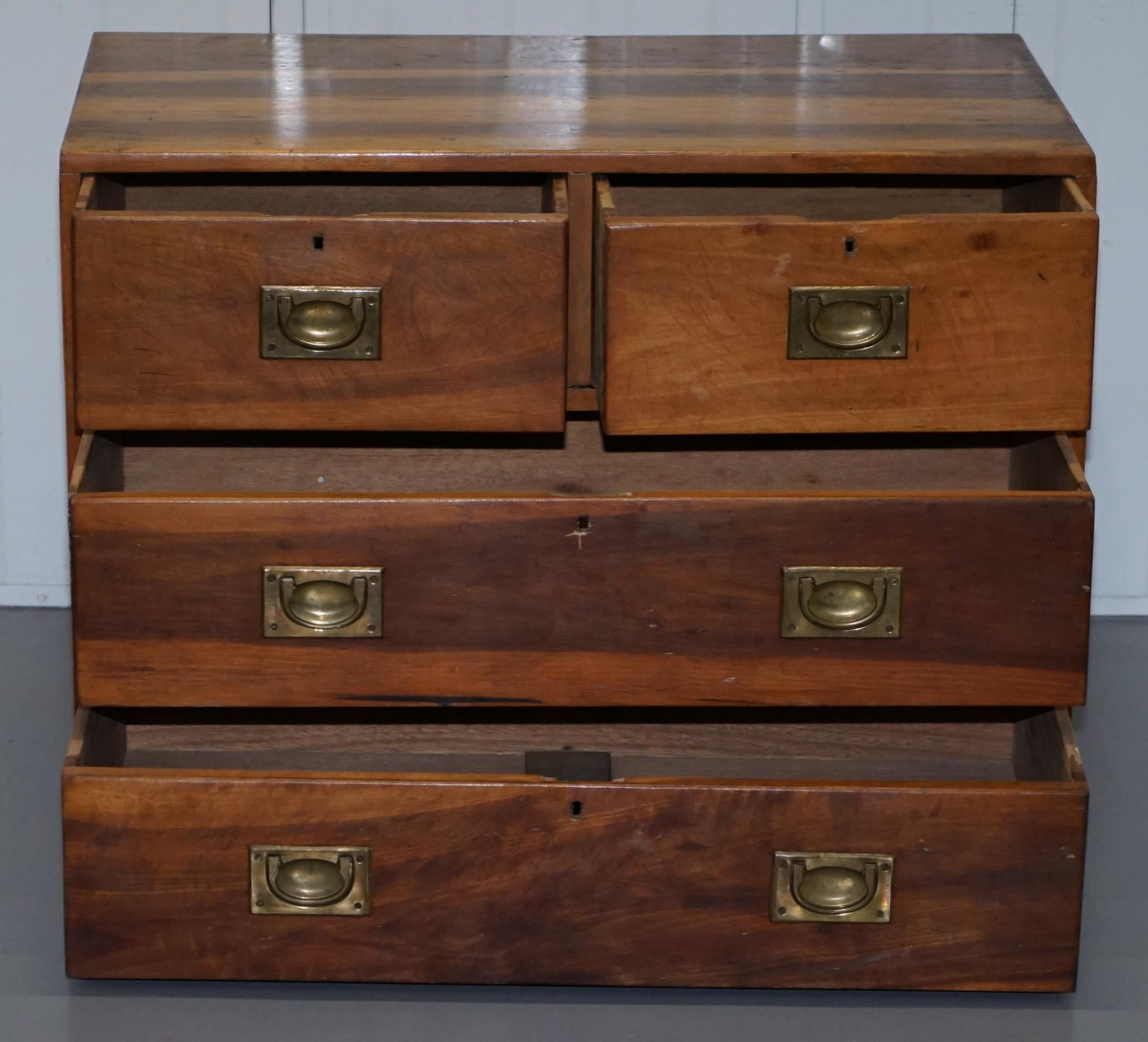 One of Two Vintage circa 1950s Solid Camphor Military Campaign Chest of Drawers 5