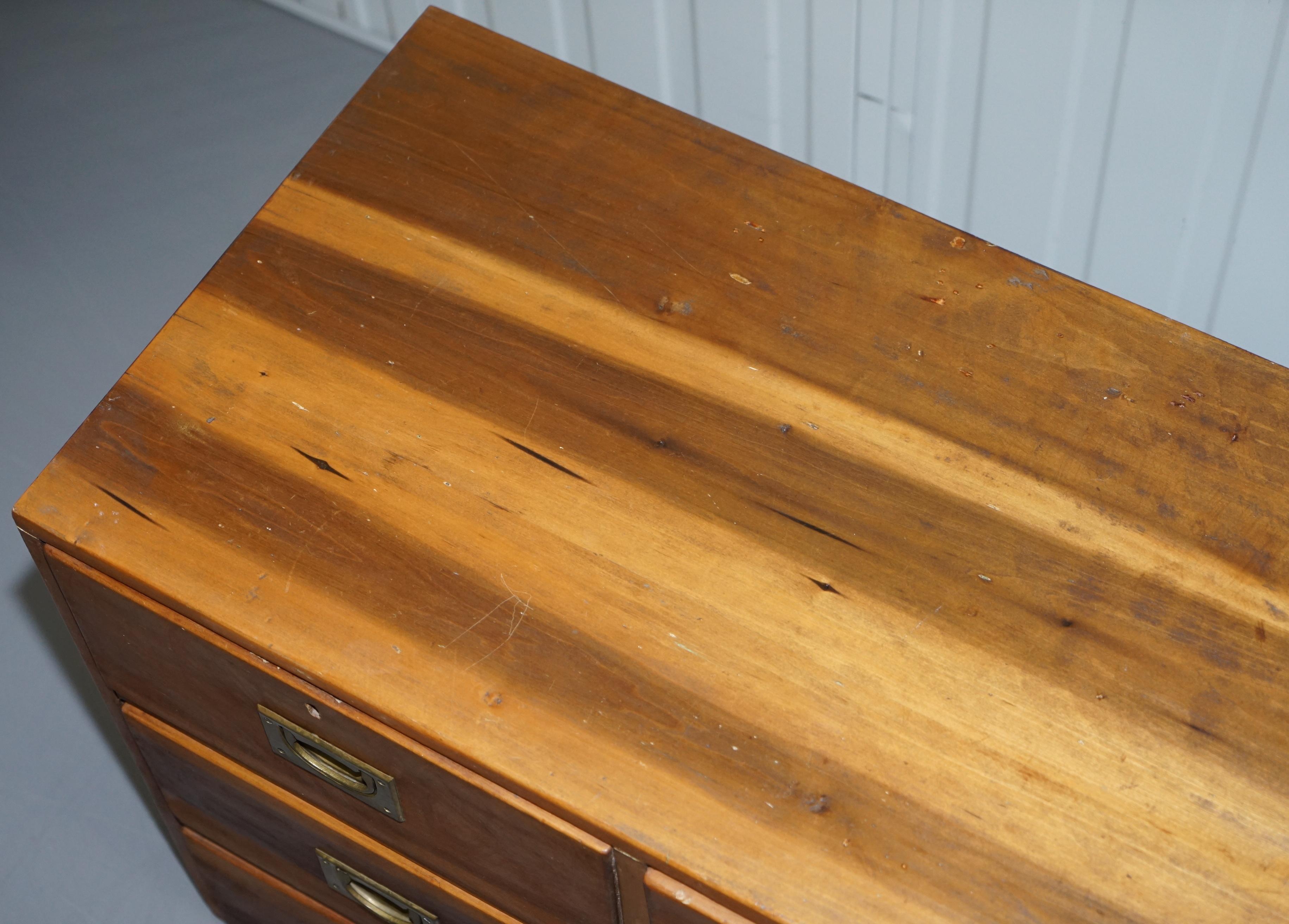Hand-Crafted One of Two Vintage circa 1950s Solid Camphor Military Campaign Chest of Drawers