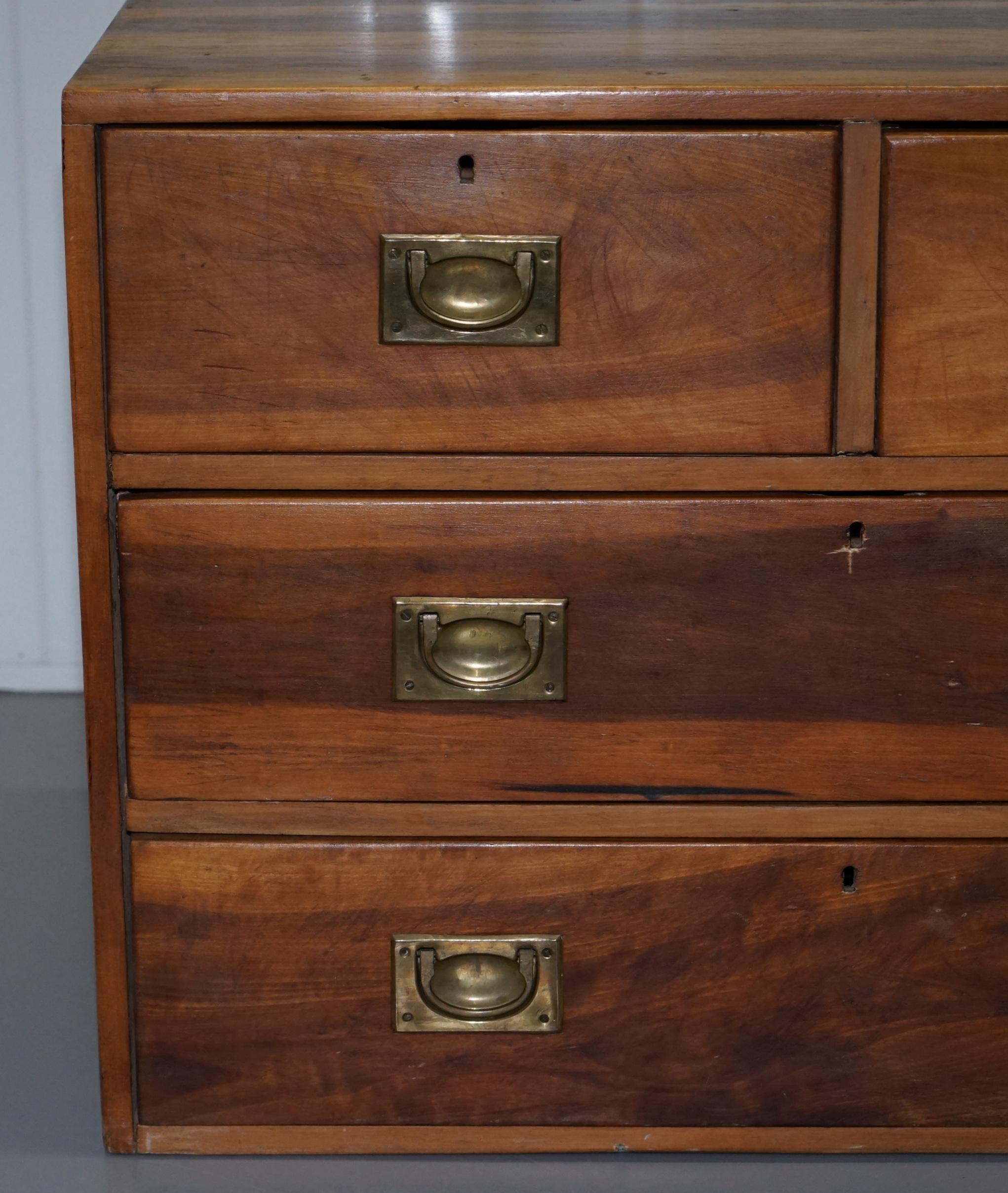 Mid-20th Century One of Two Vintage circa 1950s Solid Camphor Military Campaign Chest of Drawers