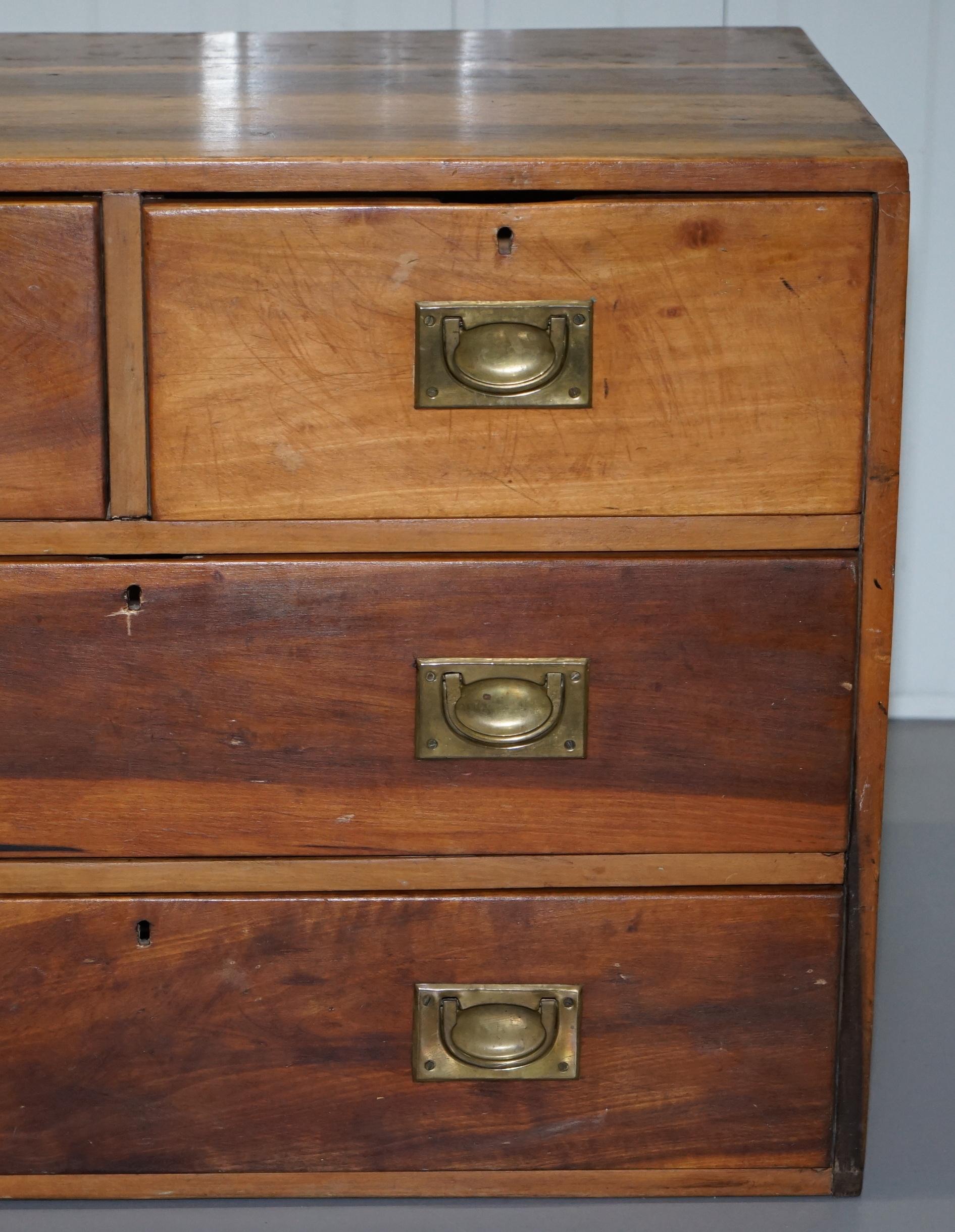 Mahogany One of Two Vintage circa 1950s Solid Camphor Military Campaign Chest of Drawers
