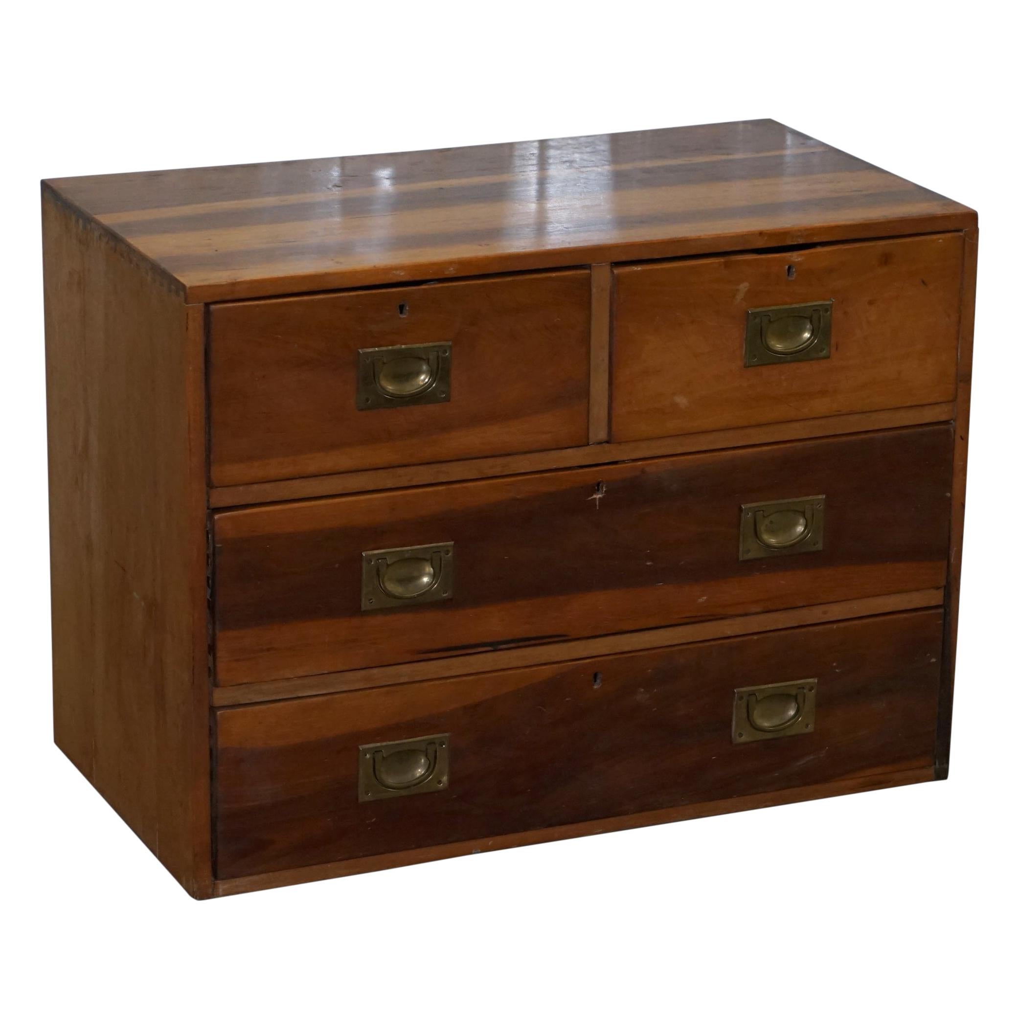 One of Two Vintage circa 1950s Solid Camphor Military Campaign Chest of Drawers