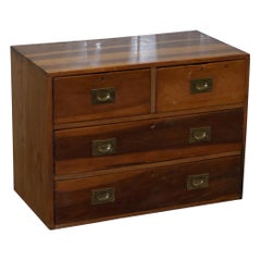 One of Two Vintage circa 1950s Solid Camphor Military Campaign Chest of Drawers