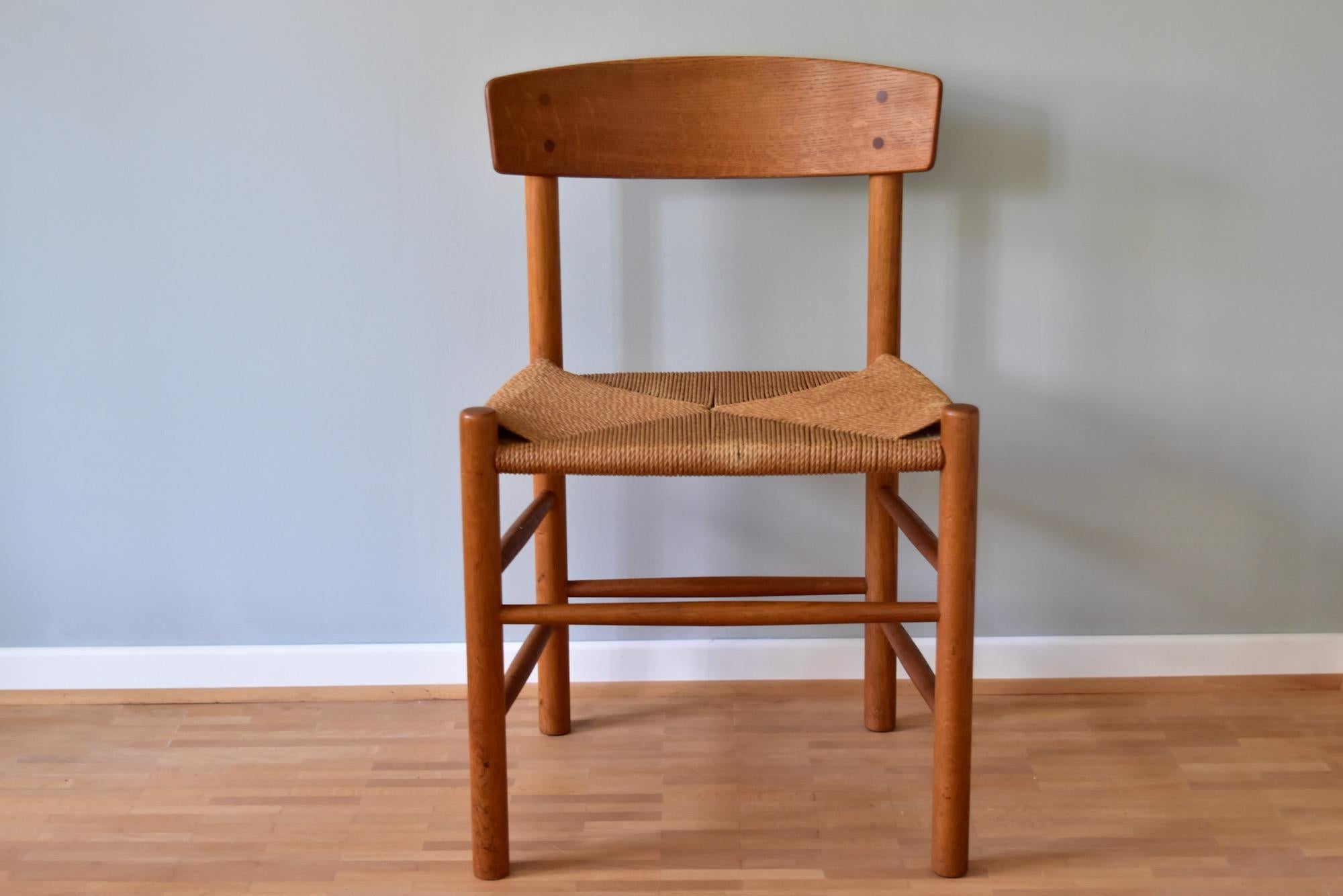 One of Two Vintage Oak Børge Mogensen Chair J39 Produced by FDB Møbler, Denmark 8