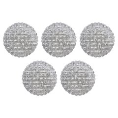 One of Vintage Geometric Glass Ceiling or Wall Light Flush Mount Sconce, 1960s