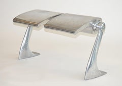 One-Off Bench Stool or Seat in Polished Aluminum Industrial Hadid Style 90s