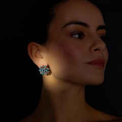 One-off Blue Topaz and Diamond Clip Earrings set in White Gold