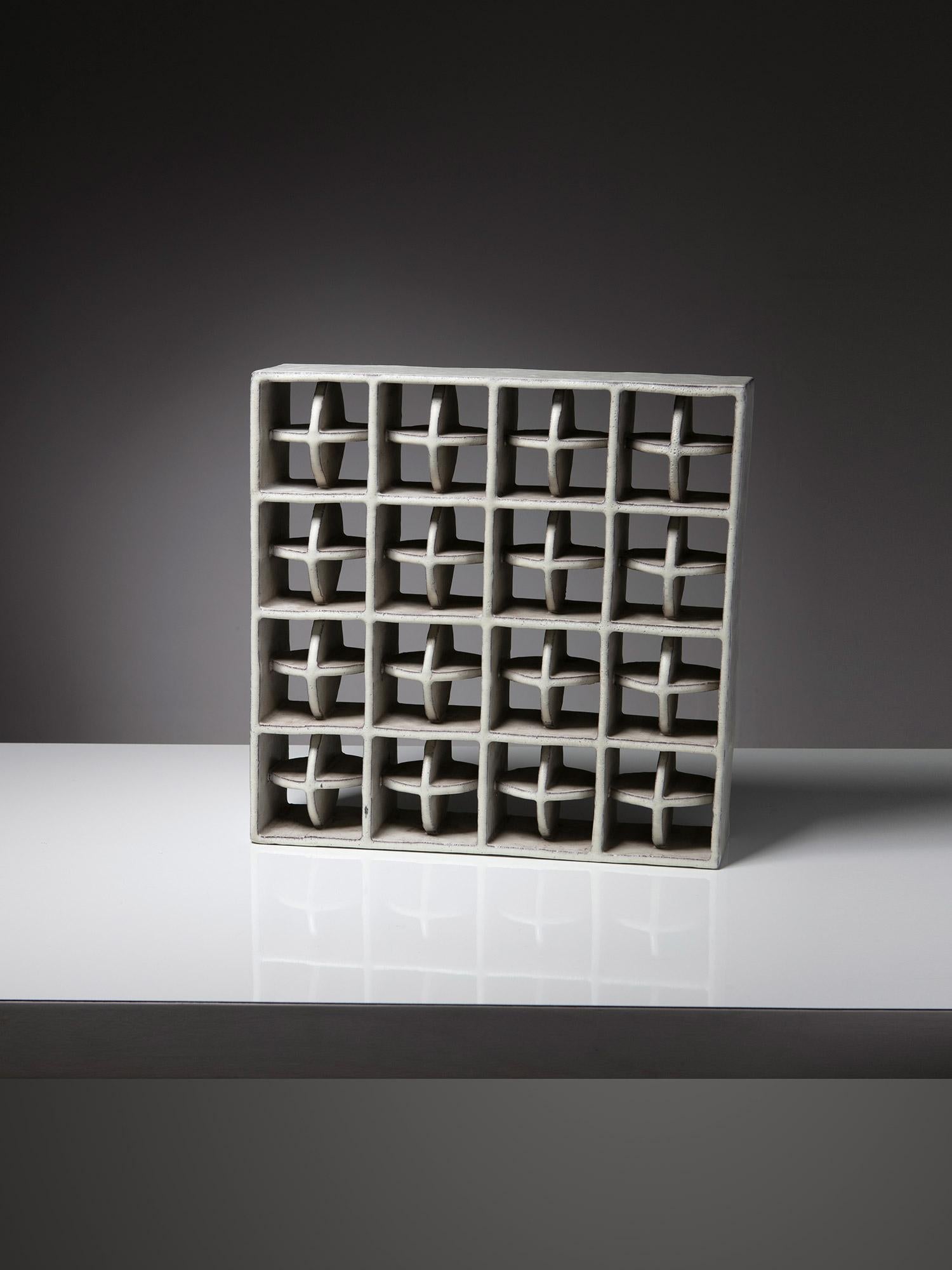 Italian Alessio Tasca, Large Free Standing One Off Geometric Ceramic Sculpture, 1970s For Sale