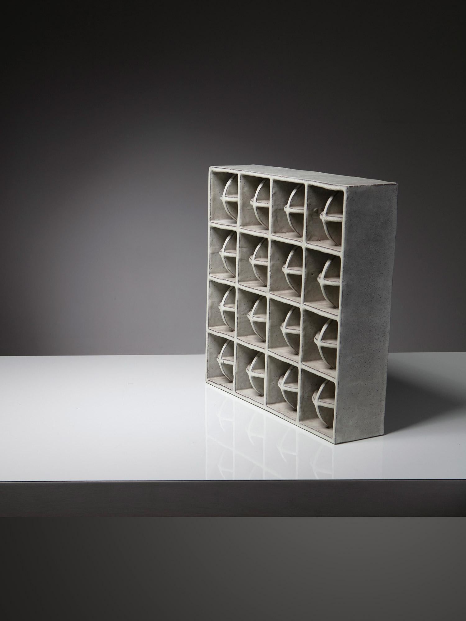 Alessio Tasca, Large Free Standing One Off Geometric Ceramic Sculpture, 1970s In Good Condition For Sale In Milan, IT