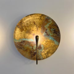 One-Off Cosmic 'Oxidium' Mixed Color Patinated Brass Wall Sconce Sculpture