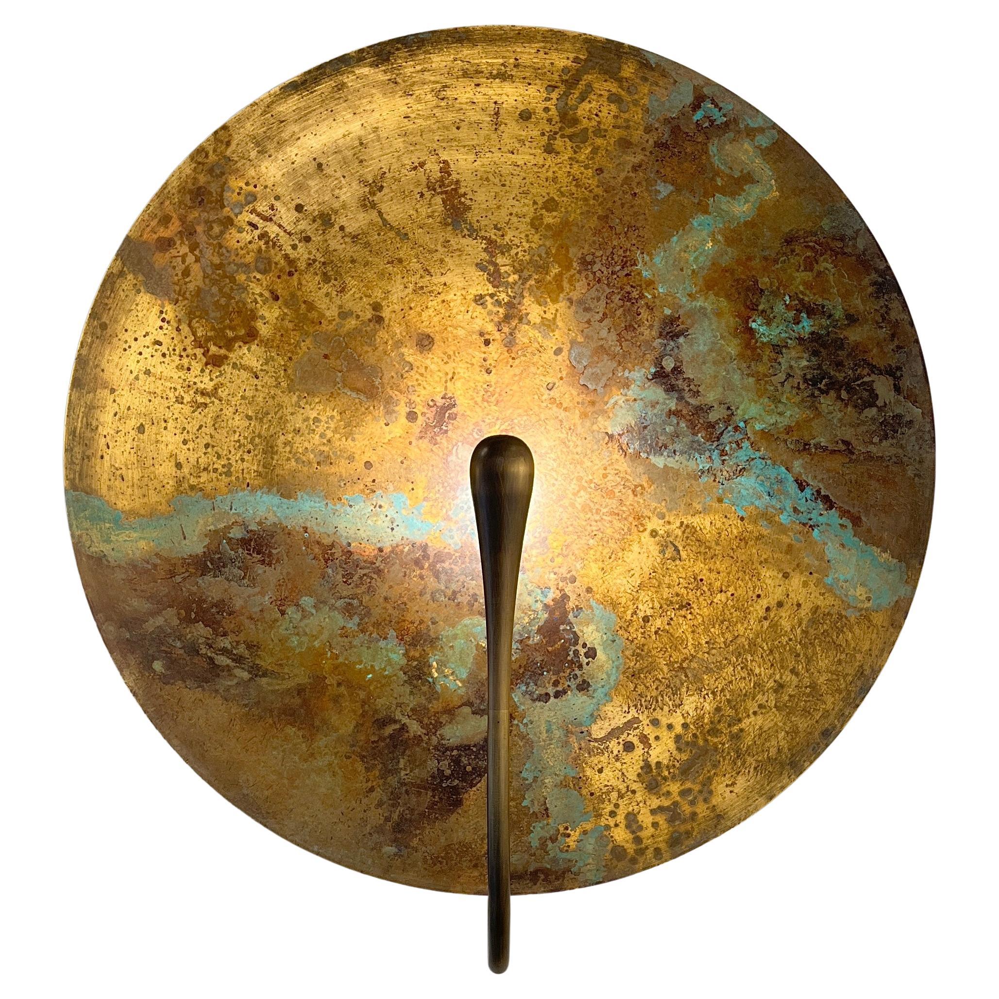 One-Off Cosmic 'Oxidium' Mixed Color Patinated Brass Wall Sconce Sculpture