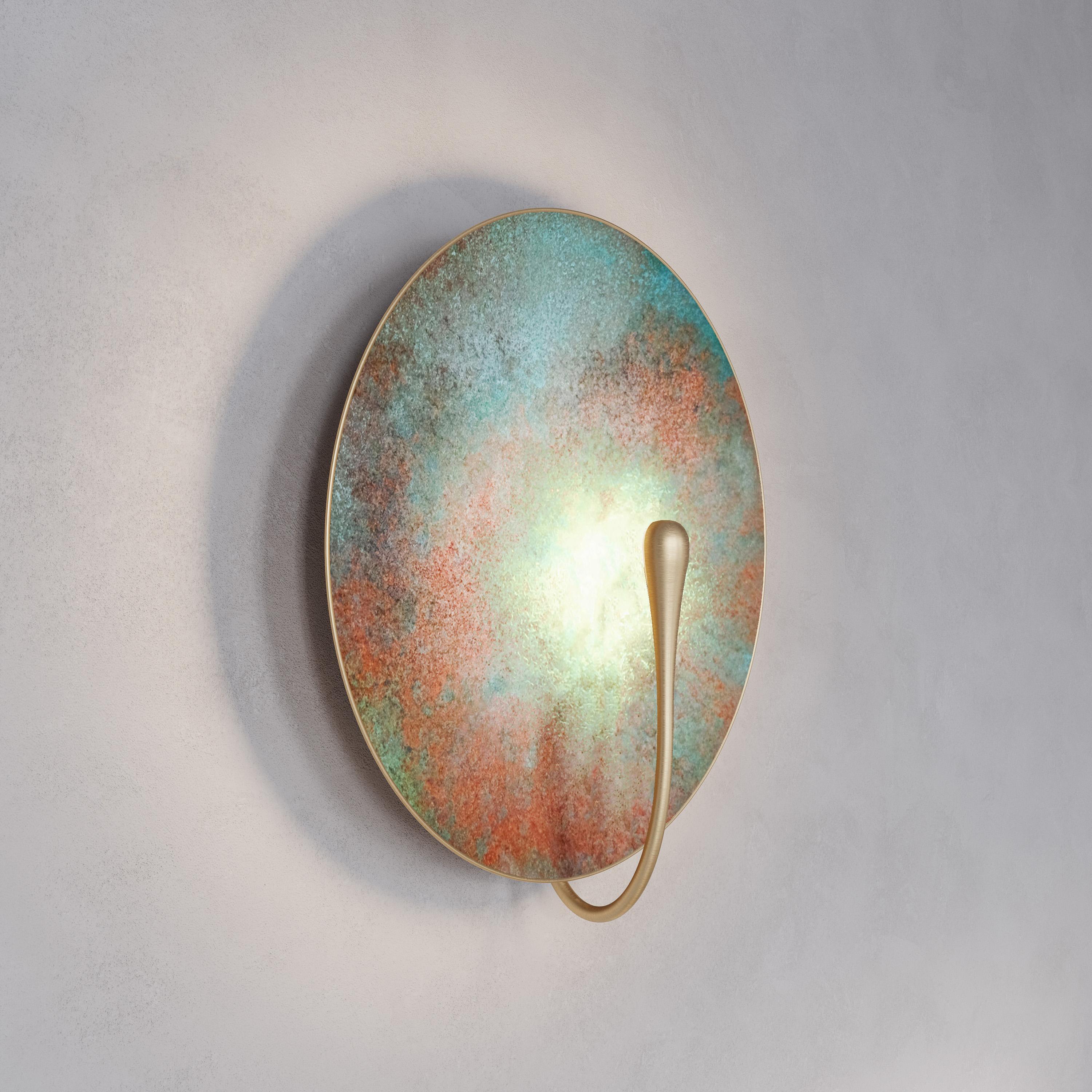 Organic Modern One-Off 'Cosmic Verdigris II' Handmade Patinated Brass Wall Light, Sconce