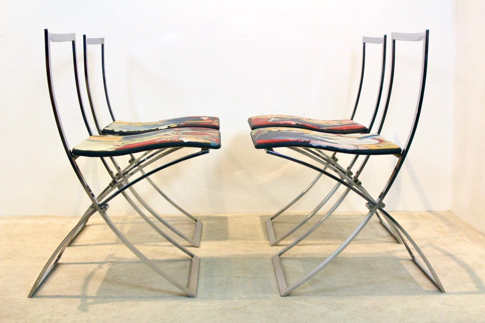One off Hand Painted Set of Four ‘Luisa’ Dining Chairs by Marcello Cuneo For Sale 6
