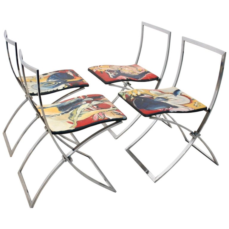 One off Hand Painted Set of Four 'Luisa' Dining Chairs by Marcello