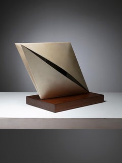 Geometrische Skulptur aus Metall und Holz von Lino Sabattini, Italien, 1970er Jahre