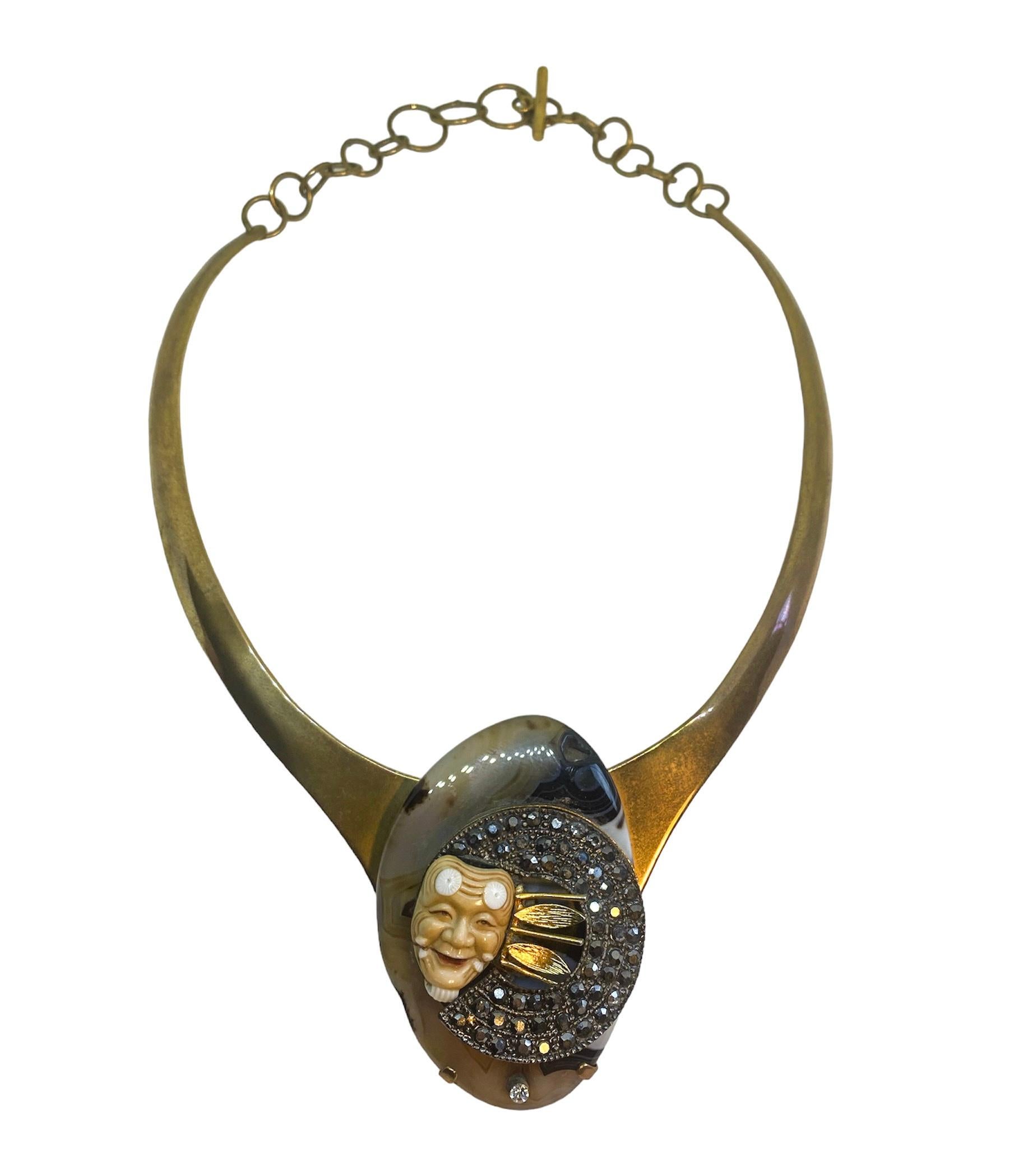 One Off Necklace. High Upcycling. Quartz, Gold Plated Bronze & Vintage Pieces. In New Condition For Sale In ZARAGOZA, ES