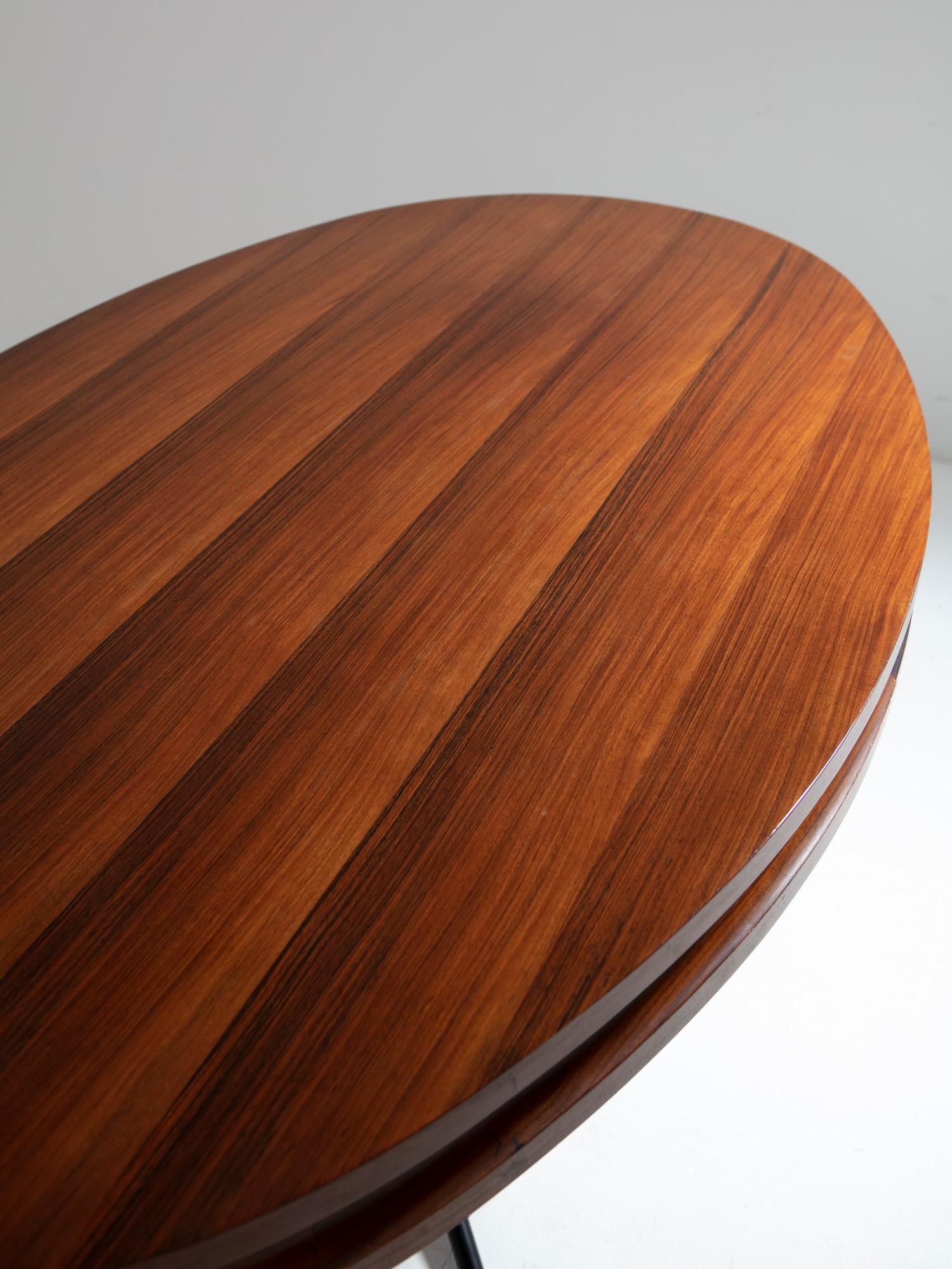 Italian One-off Oval Wood and Metal Table by Adelmo Rascaroli, Italy, 1960s For Sale
