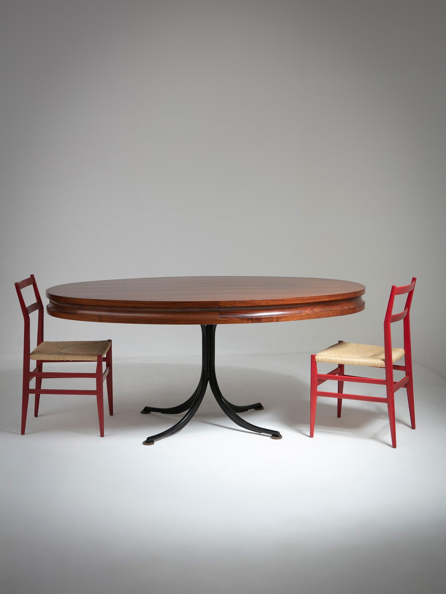 One-off Oval Wood and Metal Table by Adelmo Rascaroli, Italy, 1960s For Sale 1