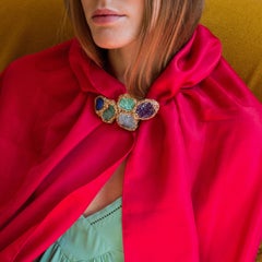 One-Off Raw Stone ColourfulCluster Choker Necklace by the Artist