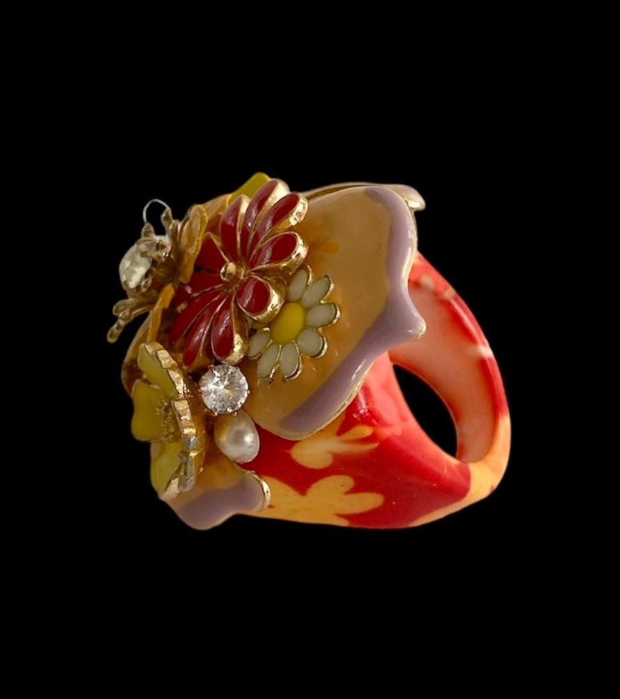 Anello unico. Handmade & High Upcycling. Pezzi in resina, cristallo e vintage. 18 mm. in vendita 4