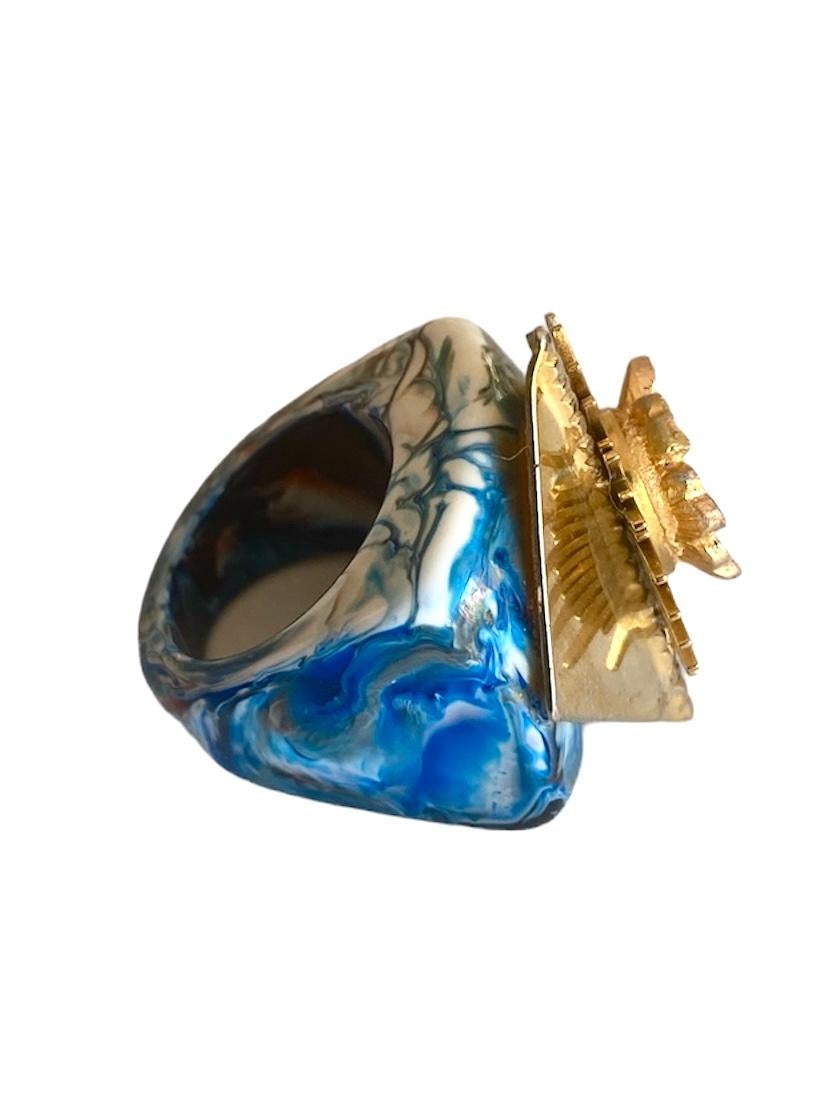 Artisan One Off Ring. Handmade & High Upcycling. Resin, Crystal & Vintage Pieces. 18mm. For Sale
