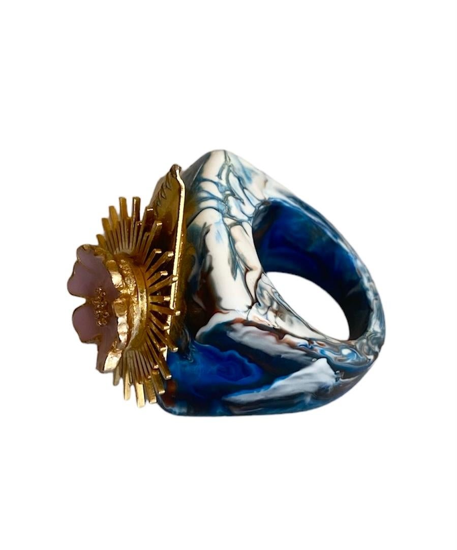 One Off Ring. Handmade & High Upcycling. Resin, Crystal & Vintage Pieces. 18mm. In New Condition For Sale In ZARAGOZA, ES