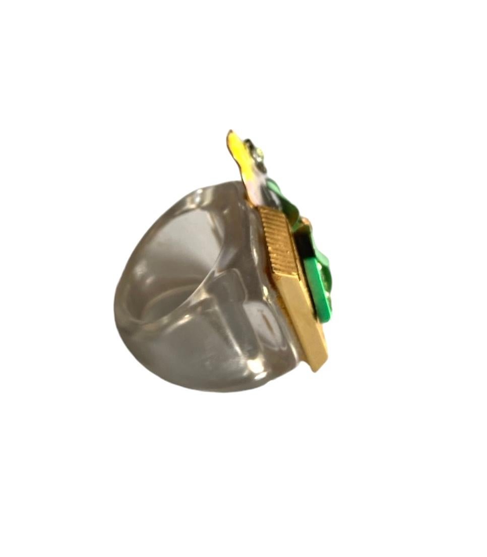 Perlina Anello unico. Handmade & High Upcycling. Pezzi in resina, cristallo e vintage. 18 mm. in vendita
